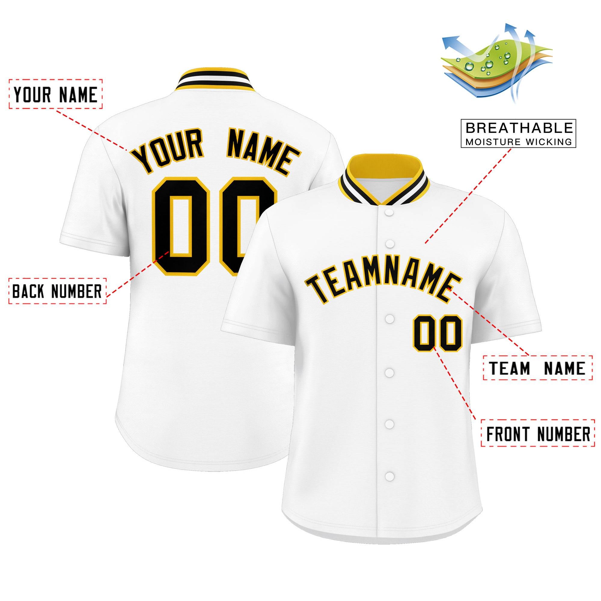 Custom White Classic Style Authentic Stand Collar Baseball Jersey