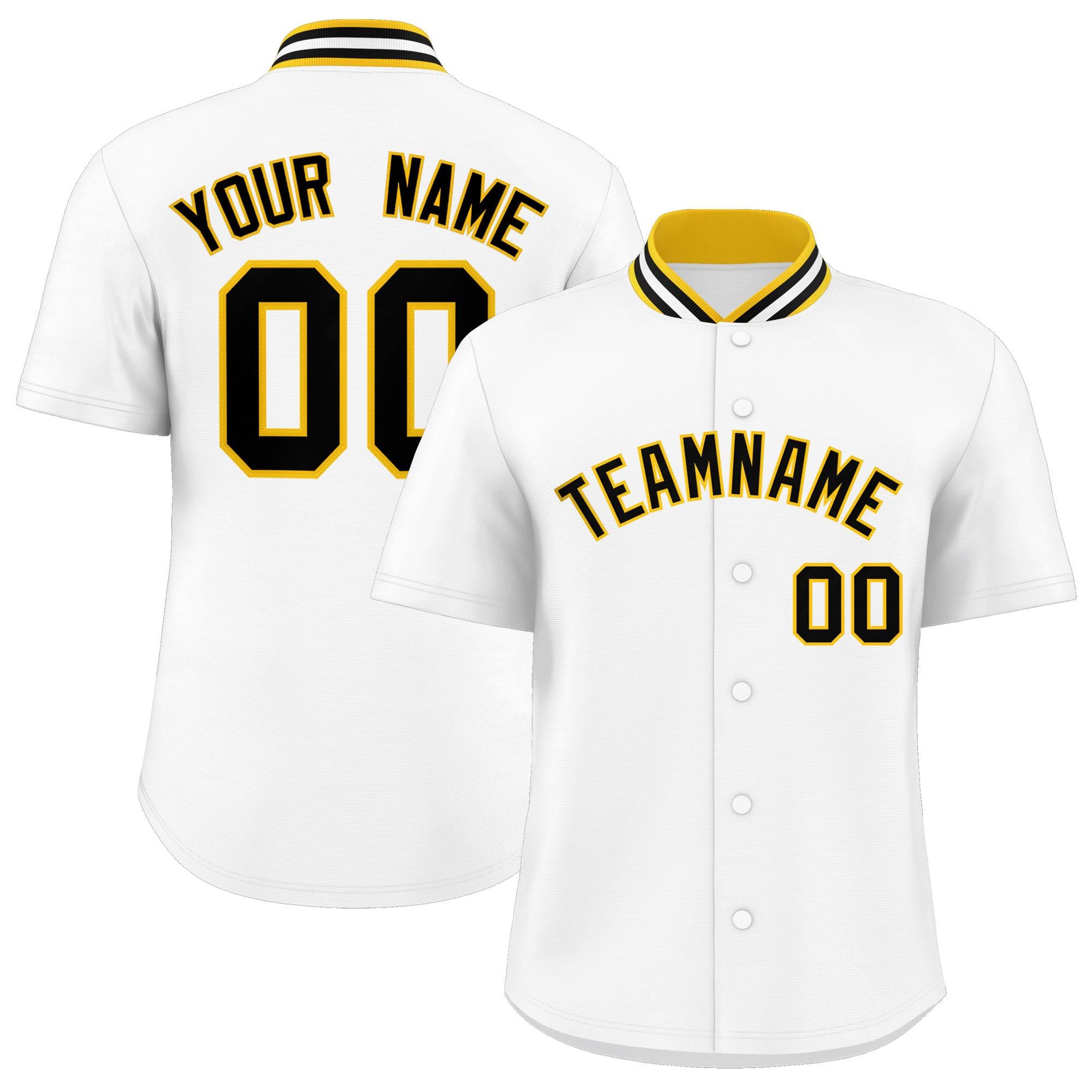 Custom White Classic Style Authentic Stand Collar Baseball Jersey