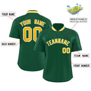 Custom Green Classic Style Authentic Stand Collar Baseball Jersey