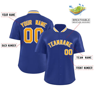 Custom Royal Classic Style Authentic Stand Collar Baseball Jersey