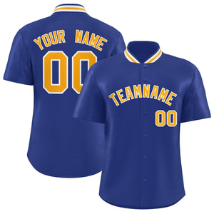 Custom Royal Classic Style Authentic Stand Collar Baseball Jersey