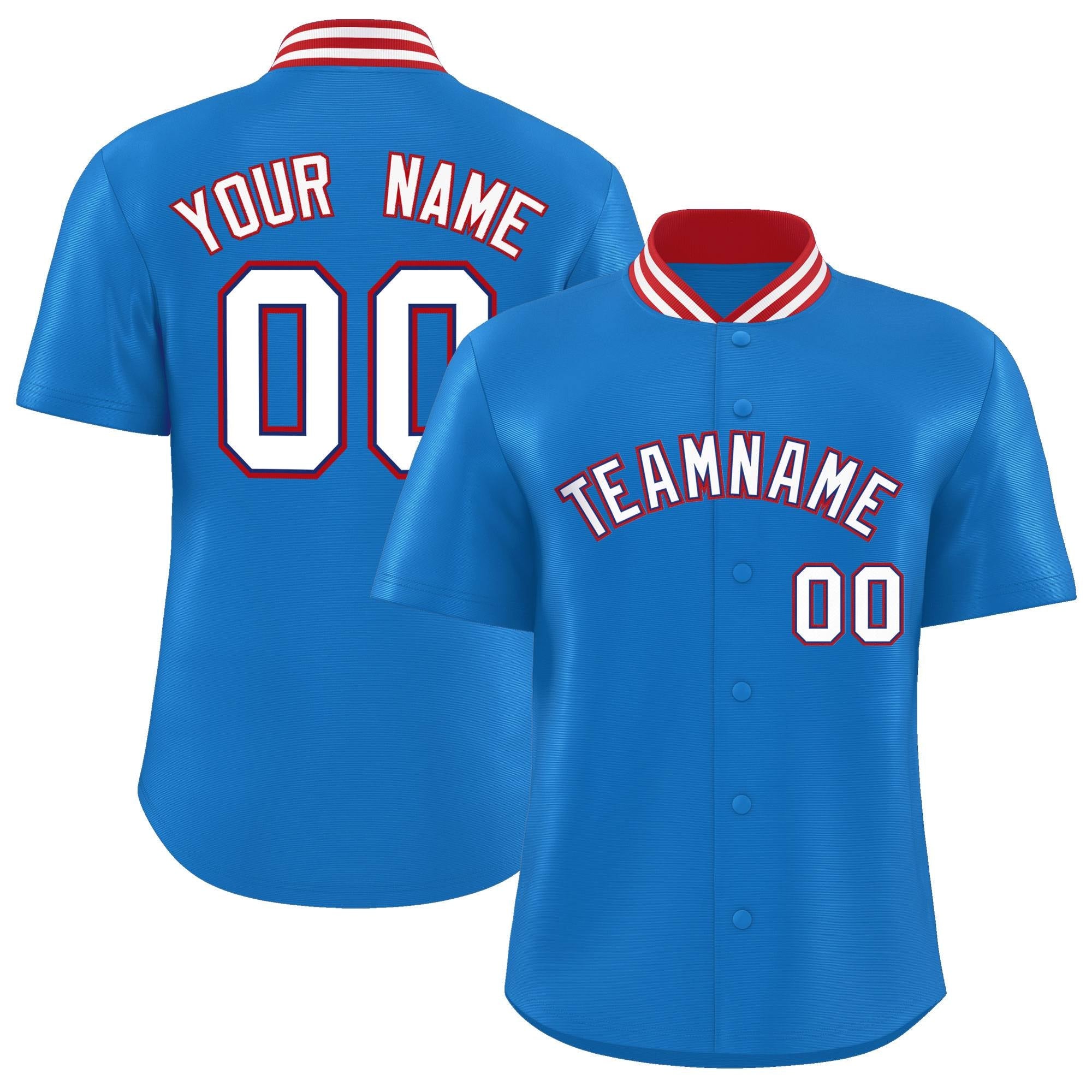 Custom Panther Blue Classic Style Authentic Stand Collar Baseball Jersey