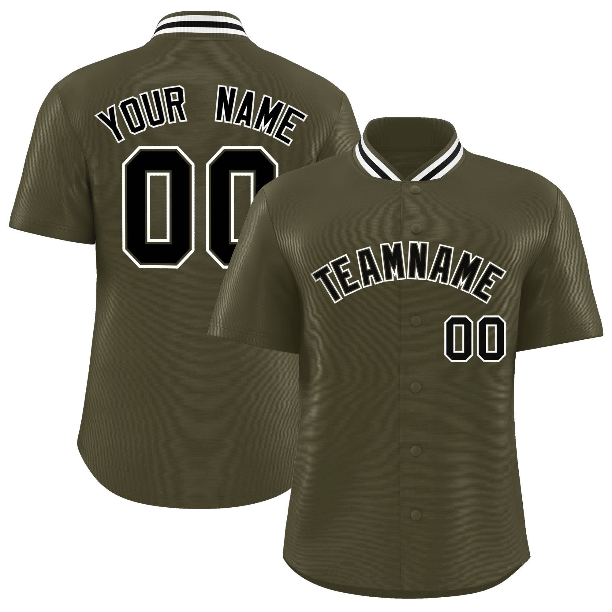 Custom Olive Classic Style Authentic Stand Collar Baseball Jersey