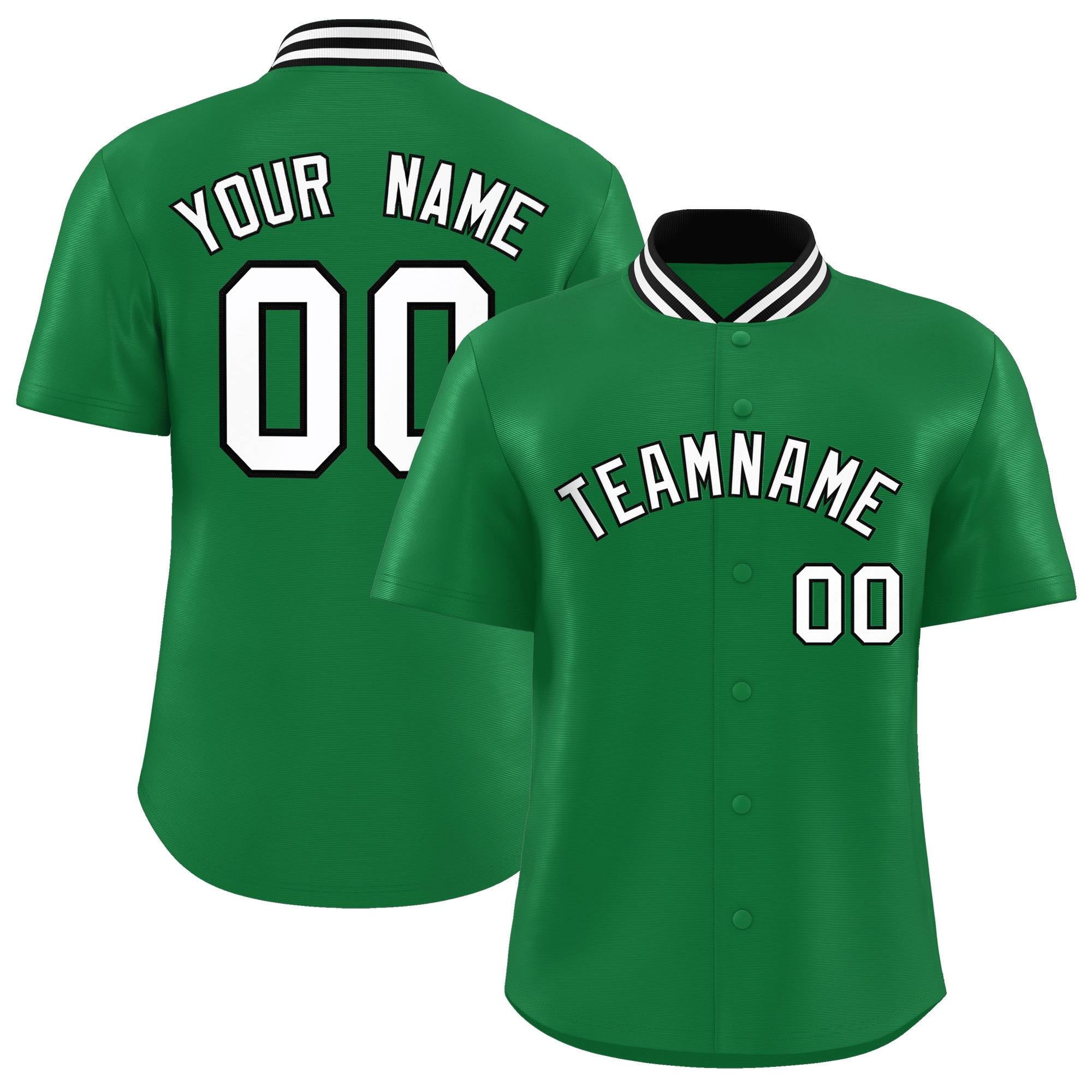 Custom Kelly Green Classic Style Authentic Stand Collar Baseball Jersey