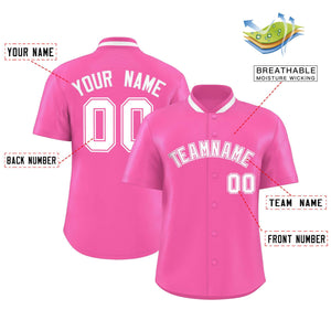 Custom Pink Classic Style Authentic Stand Collar Baseball Jersey