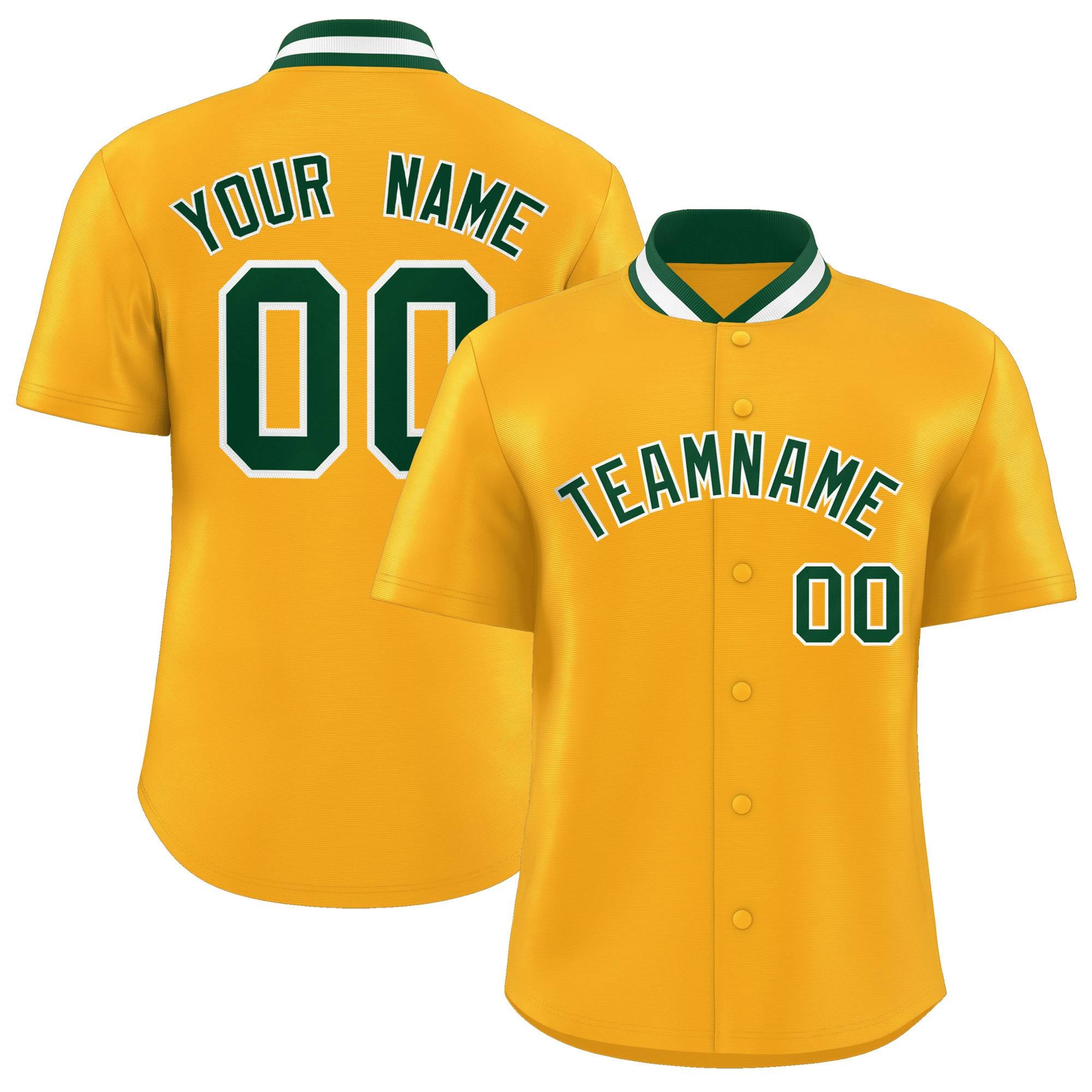 Custom Yellow Classic Style Authentic Stand Collar Baseball Jersey