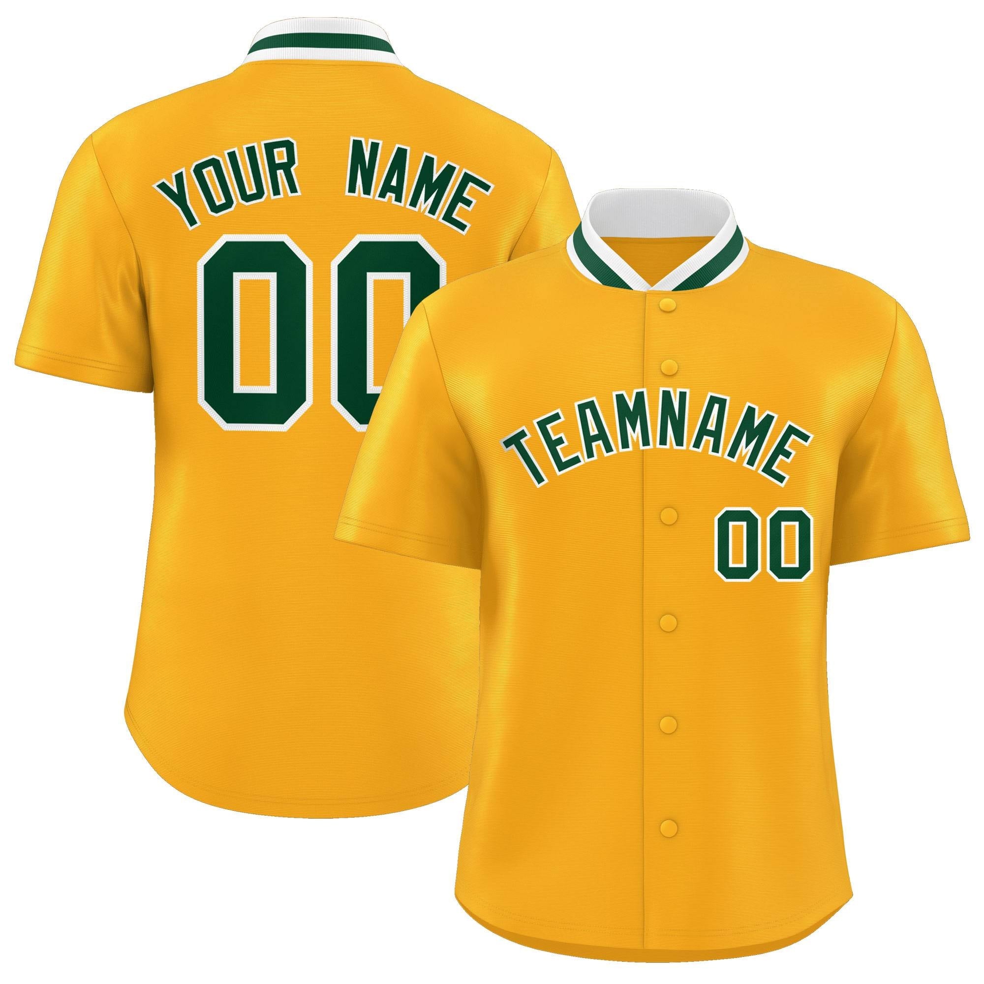 Custom Yellow Classic Style Authentic Stand Collar Baseball Jersey