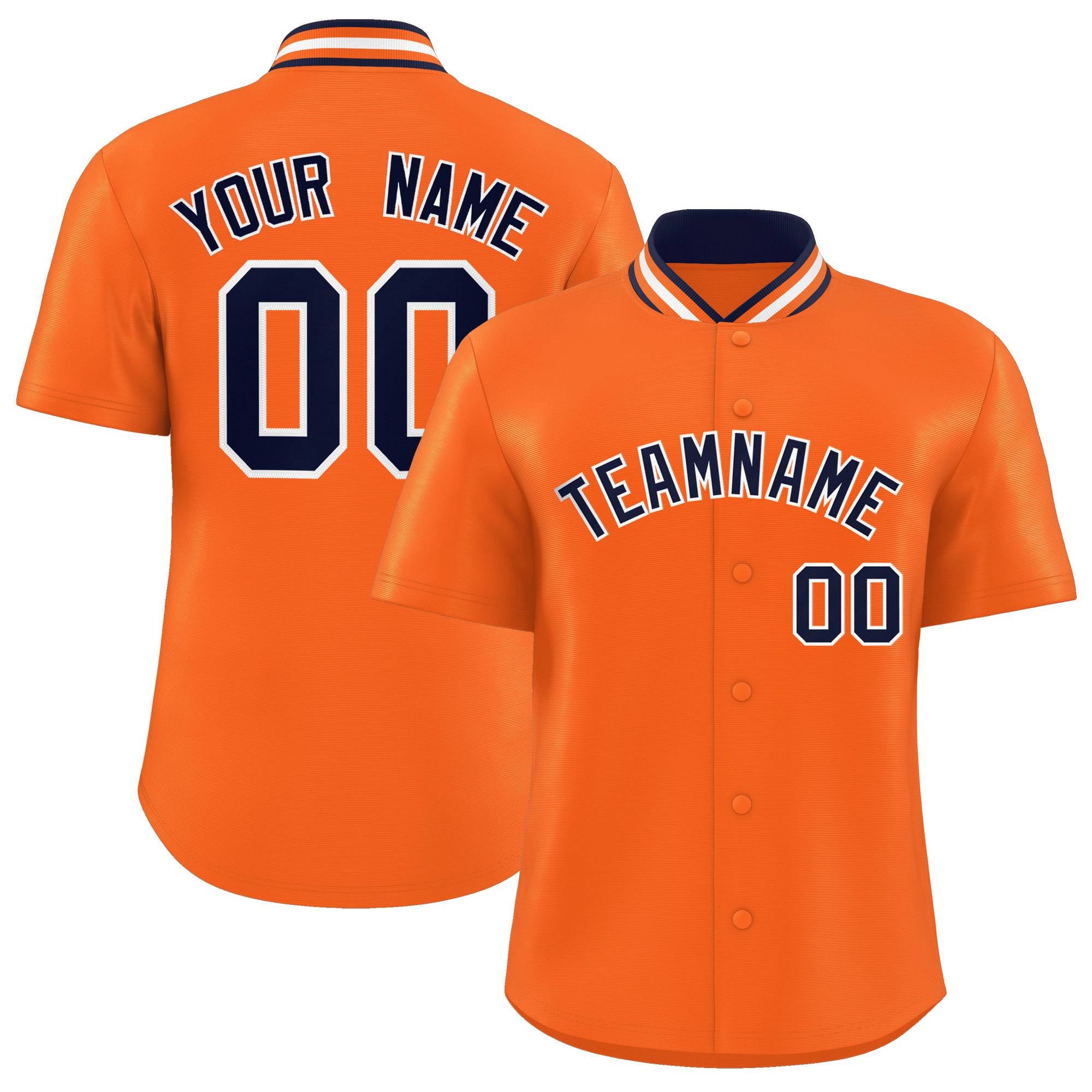 Custom Orange Classic Style Authentic Stand Collar Baseball Jersey