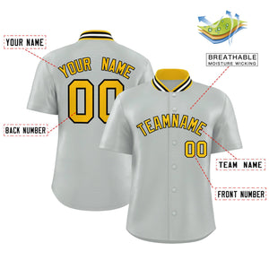 Custom Silver Classic Style Authentic Stand Collar Baseball Jersey