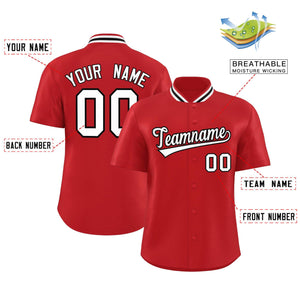 Custom Red Classic Style Authentic Stand Collar Baseball Jersey