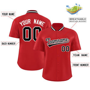 Custom Red Classic Style Authentic Stand Collar Baseball Jersey