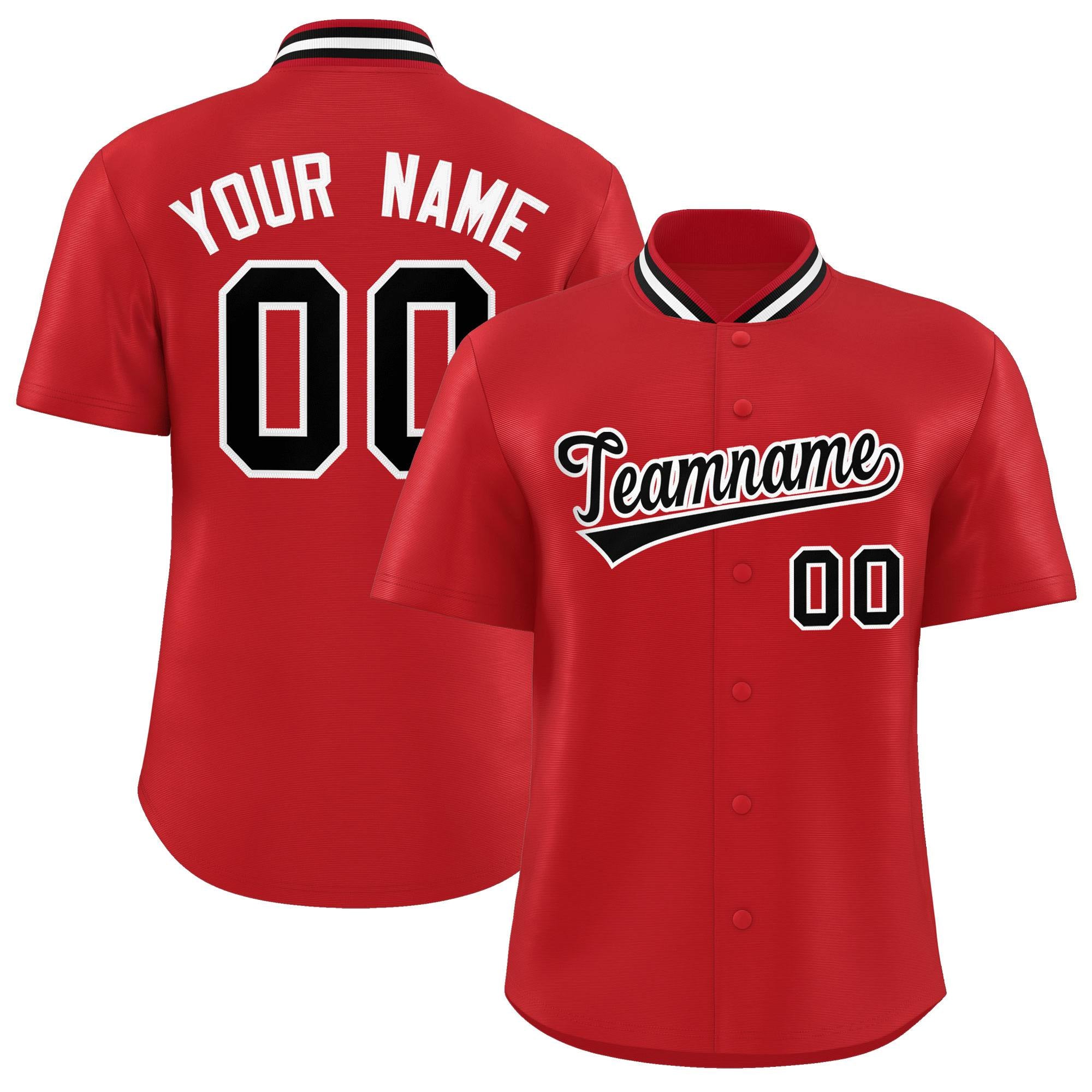 Custom Red Classic Style Authentic Stand Collar Baseball Jersey