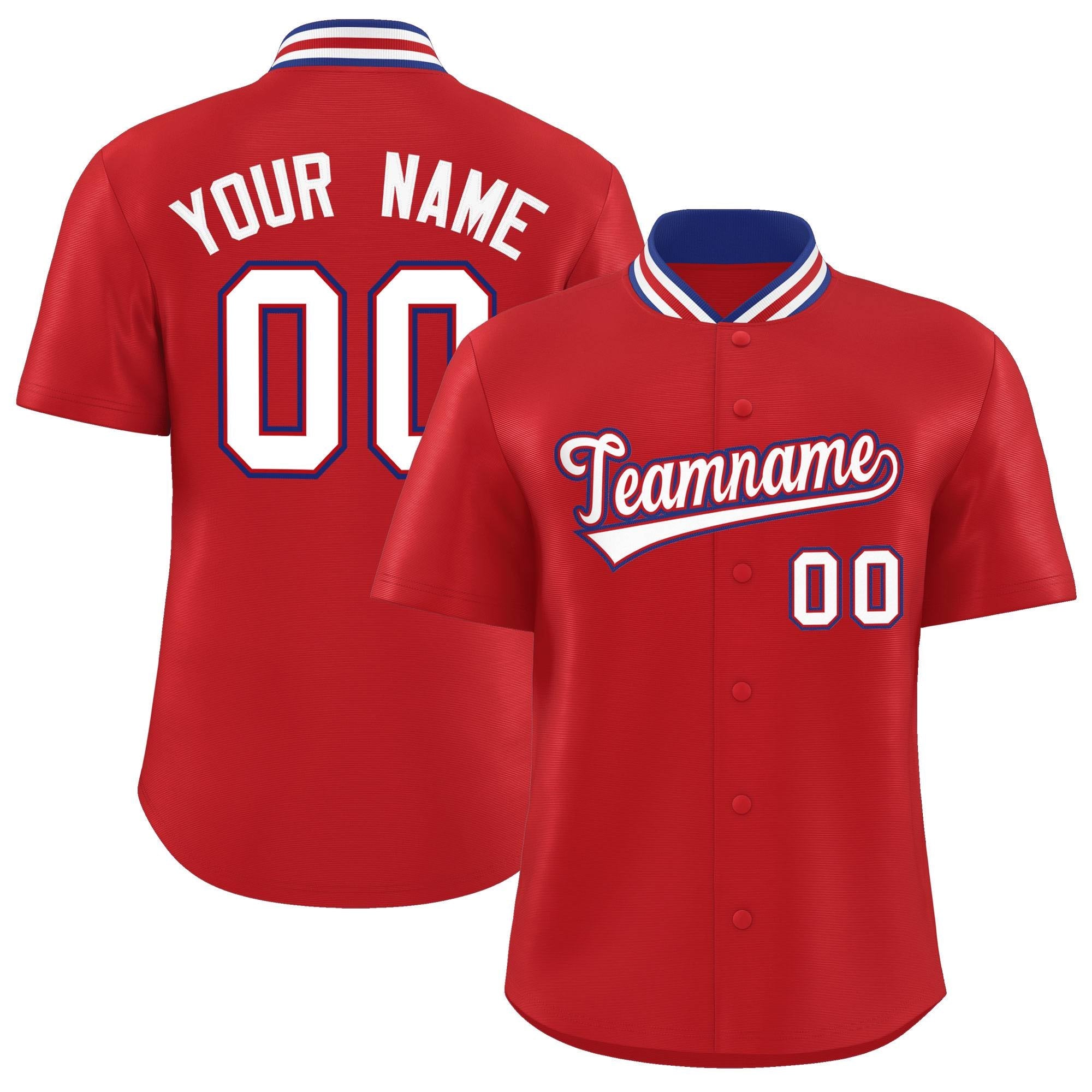 Custom Red Classic Style Authentic Stand Collar Baseball Jersey