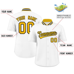 Custom White Classic Style Authentic Stand Collar Baseball Jersey