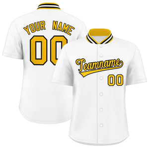 Custom White Classic Style Authentic Stand Collar Baseball Jersey