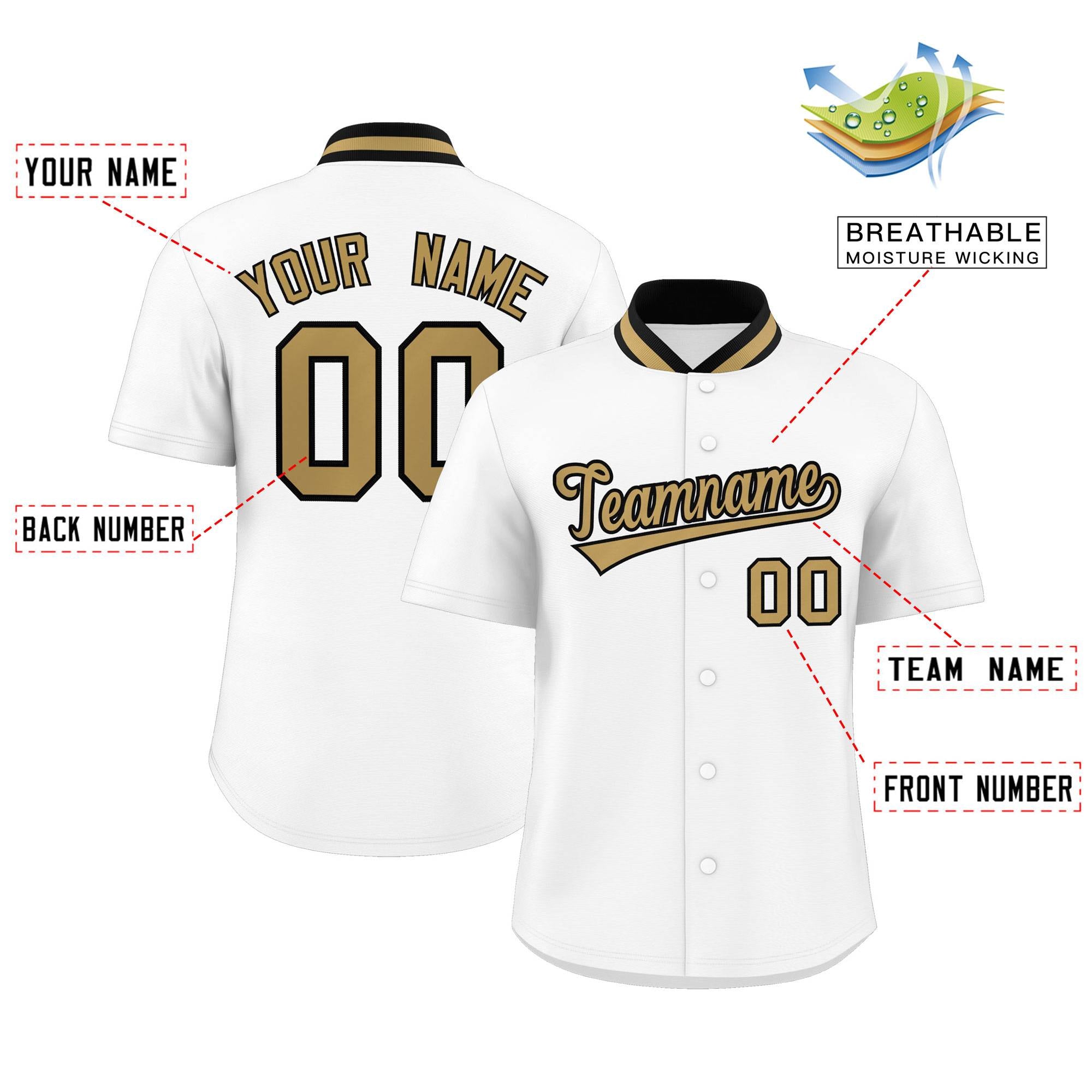 Custom White Classic Style Authentic Stand Collar Baseball Jersey