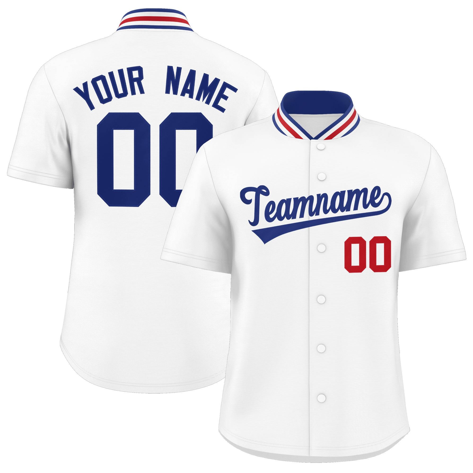 Custom White Classic Style Authentic Stand Collar Baseball Jersey