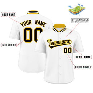 Custom White Classic Style Authentic Stand Collar Baseball Jersey