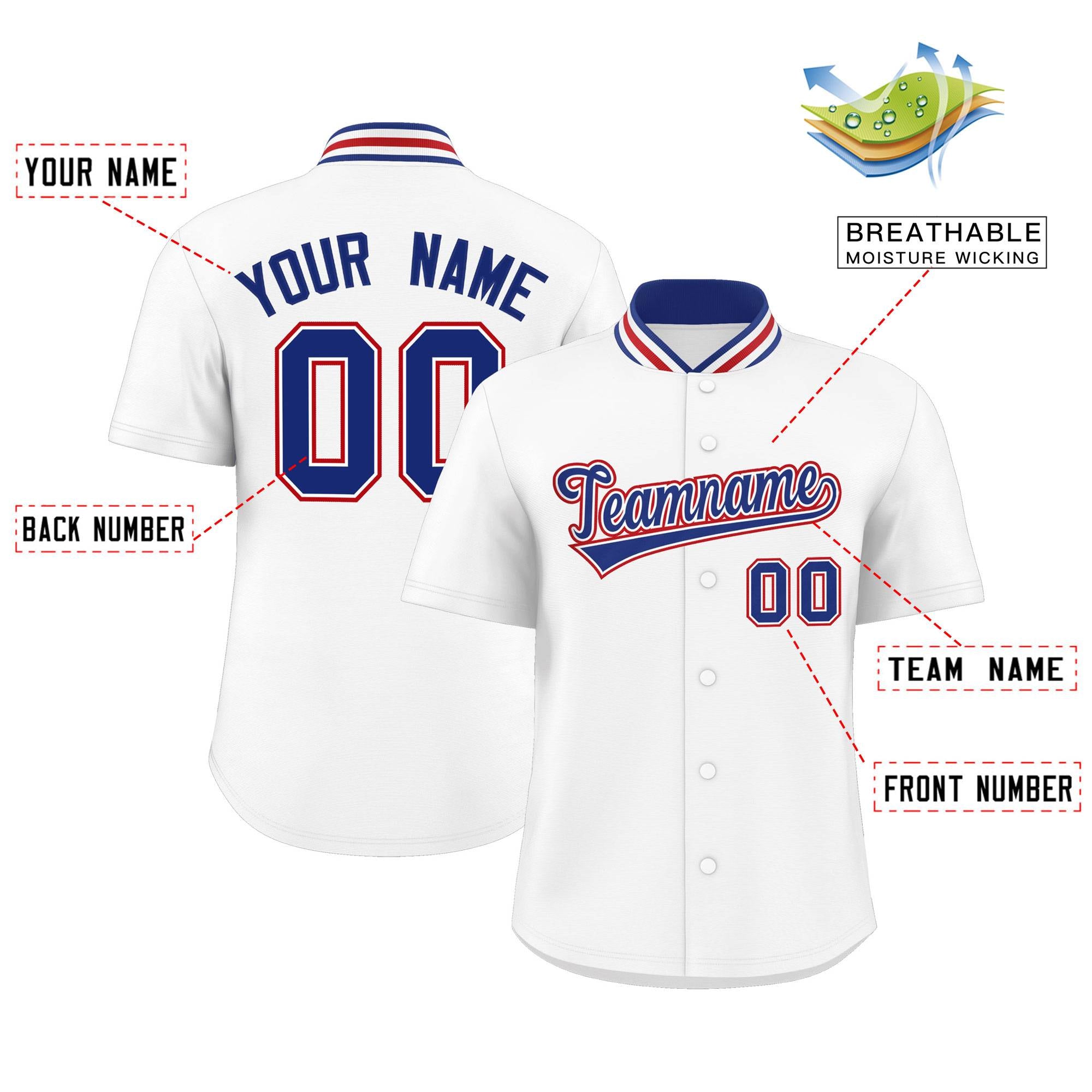 Custom White Classic Style Authentic Stand Collar Baseball Jersey