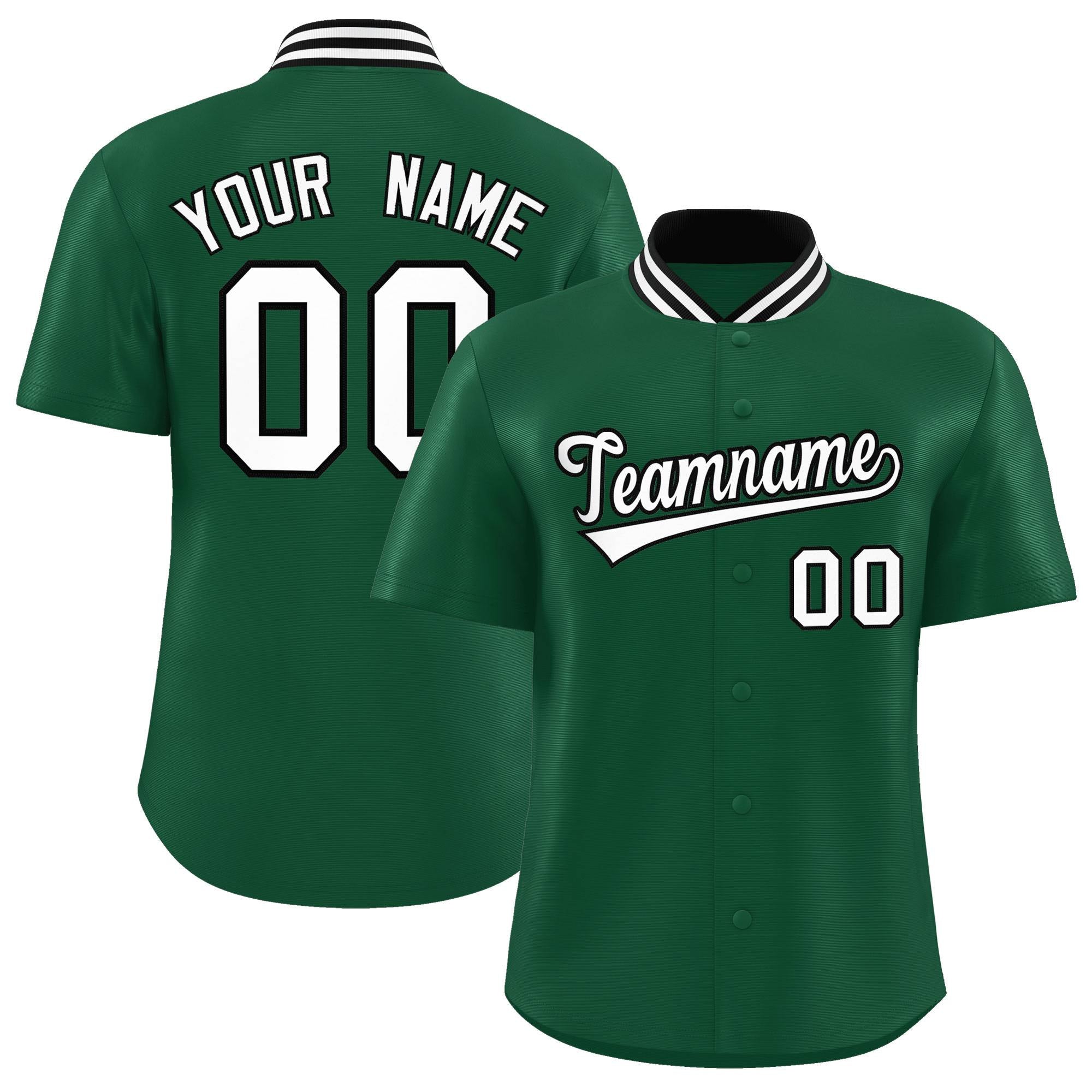 Custom Green Classic Style Authentic Stand Collar Baseball Jersey