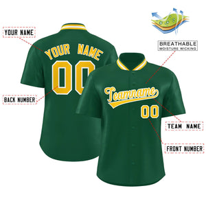 Custom Green Classic Style Authentic Stand Collar Baseball Jersey