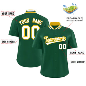 Custom Green Classic Style Authentic Stand Collar Baseball Jersey