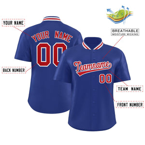 Custom Royal Classic Style Authentic Stand Collar Baseball Jersey