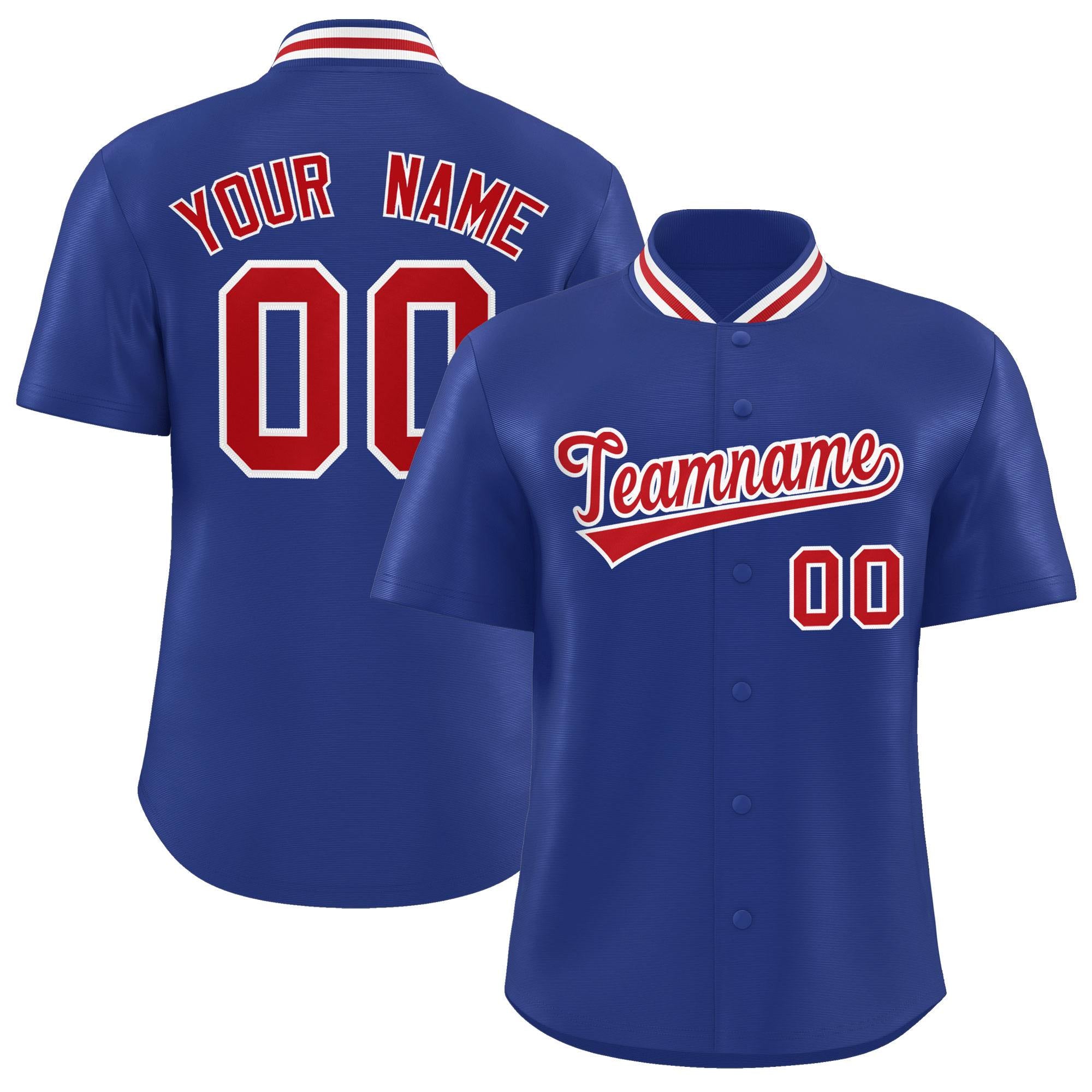 Custom Royal Classic Style Authentic Stand Collar Baseball Jersey