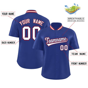 Custom Royal Classic Style Authentic Stand Collar Baseball Jersey