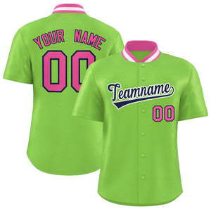 Custom Neon Green Classic Style Authentic Stand Collar Baseball Jersey