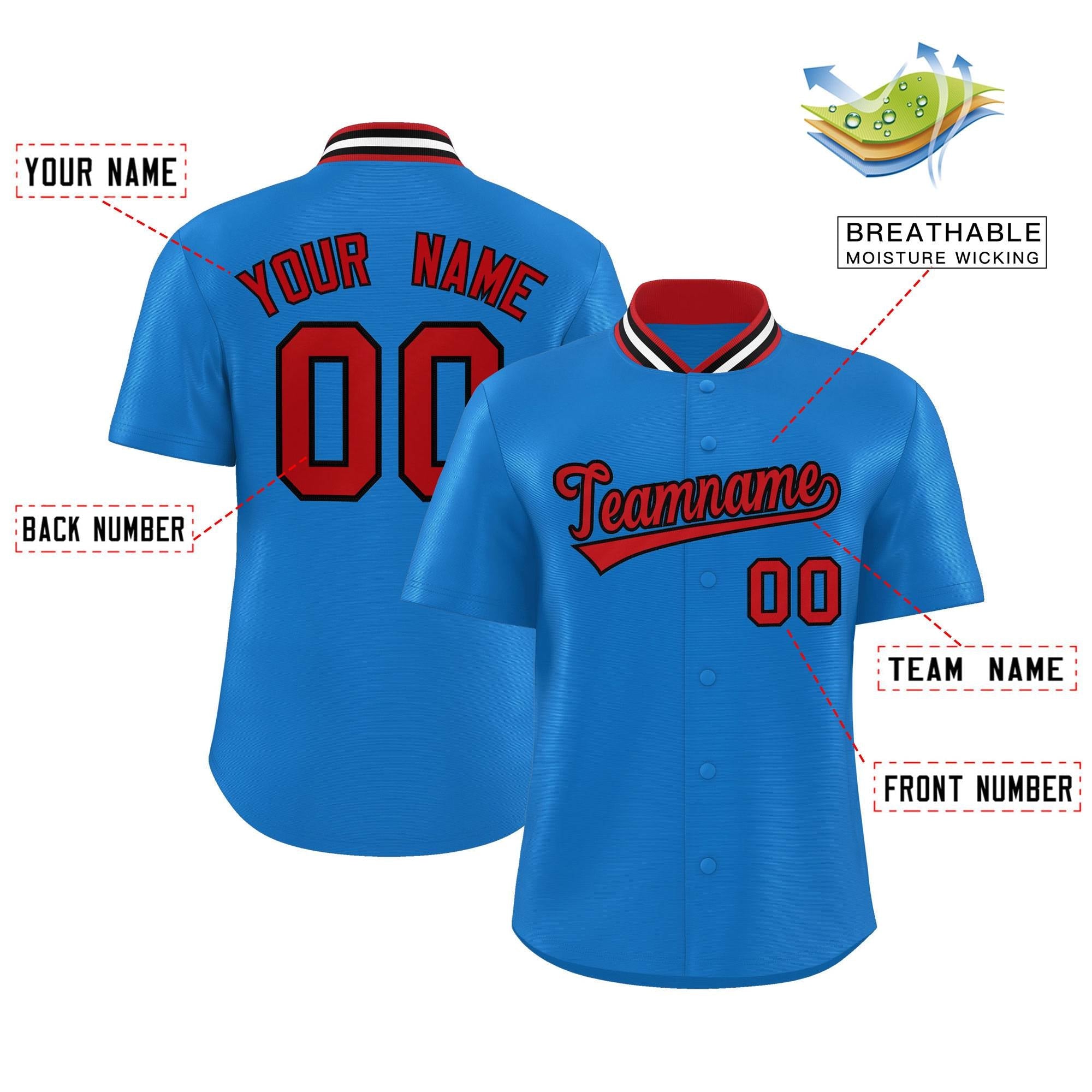 Custom Panther Blue Classic Style Authentic Stand Collar Baseball Jersey