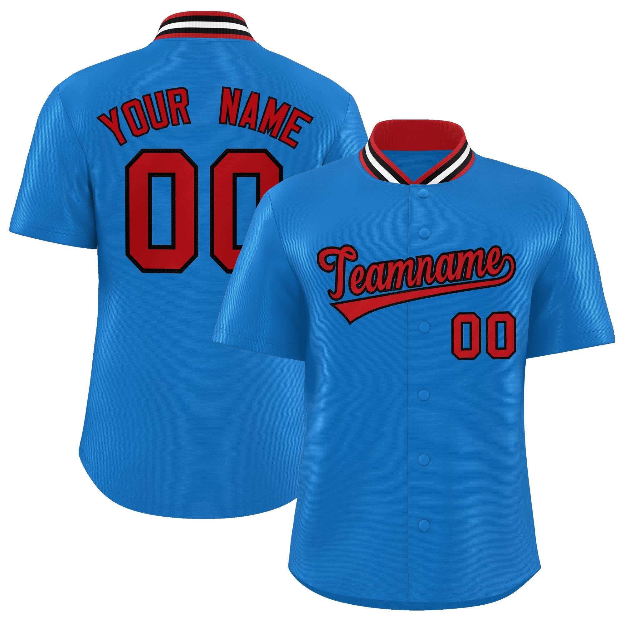 Custom Panther Blue Classic Style Authentic Stand Collar Baseball Jersey