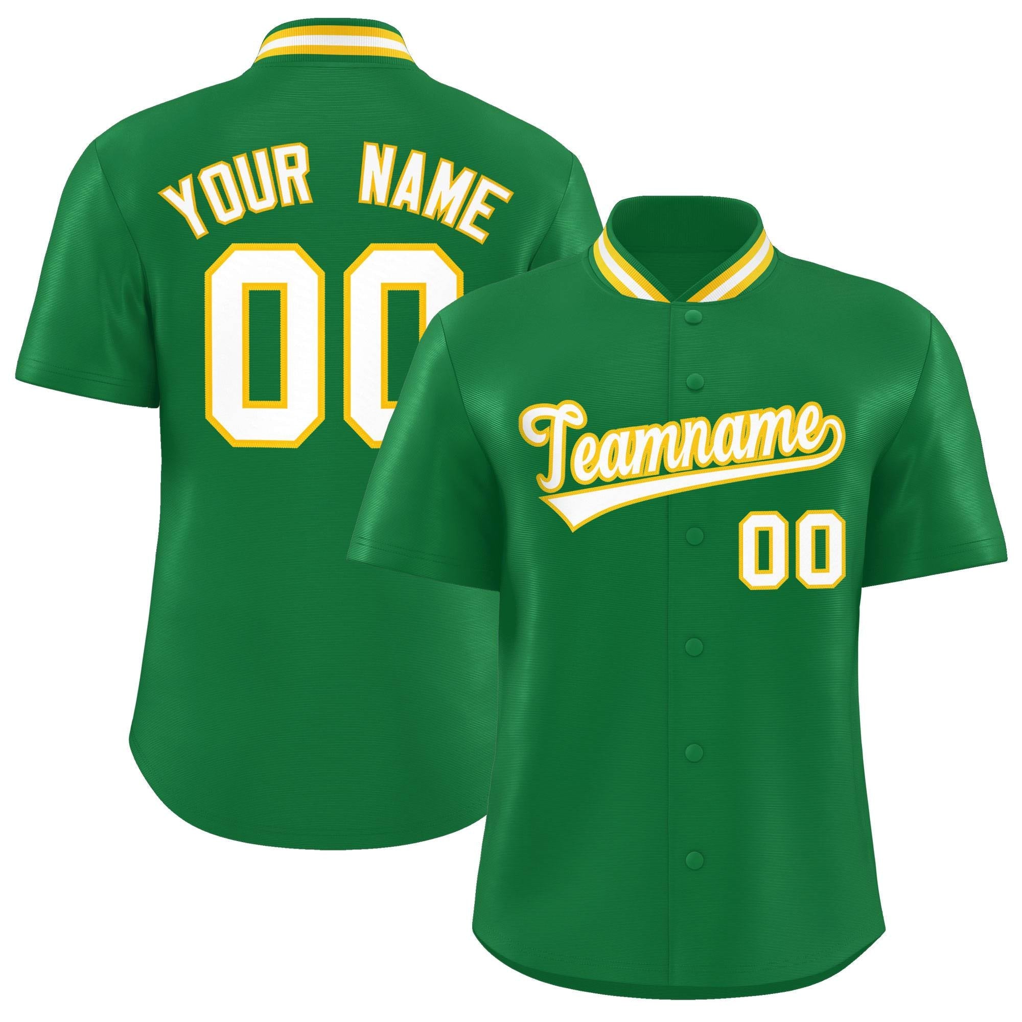 Custom Kelly Green Classic Style Authentic Stand Collar Baseball Jersey