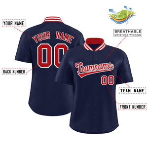 Custom Navy Classic Style Authentic Stand Collar Baseball Jersey