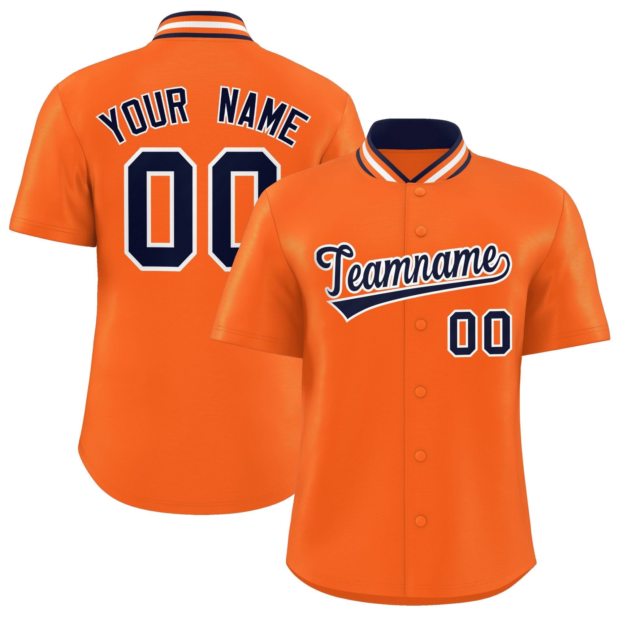 Custom Orange Classic Style Authentic Stand Collar Baseball Jersey