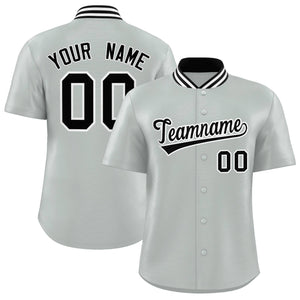 Custom Silver Classic Style Authentic Stand Collar Baseball Jersey