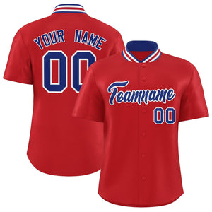 Custom Red Classic Style Authentic Stand Collar Baseball Jersey