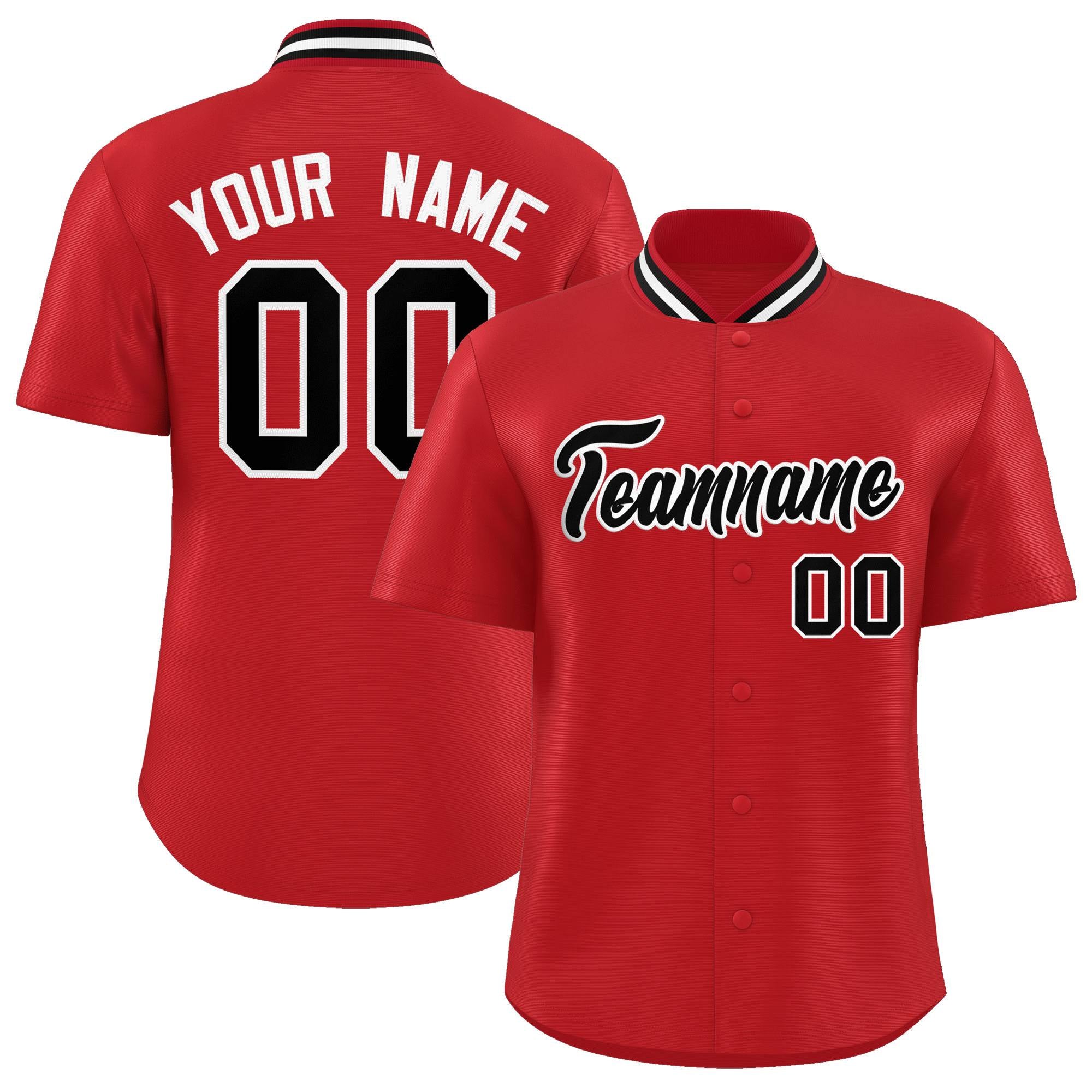 Custom Red Classic Style Authentic Stand Collar Baseball Jersey