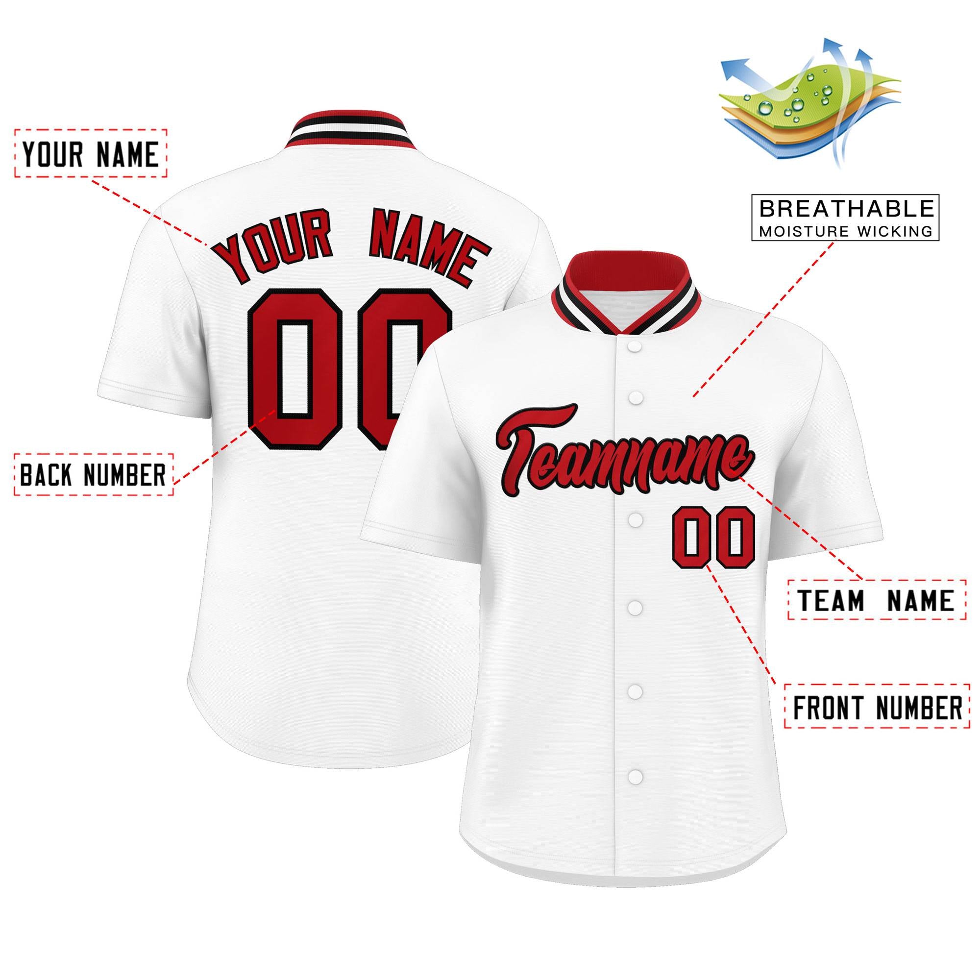 Custom White Classic Style Authentic Stand Collar Baseball Jersey