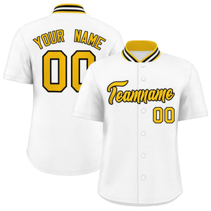 Custom White Classic Style Authentic Stand Collar Baseball Jersey