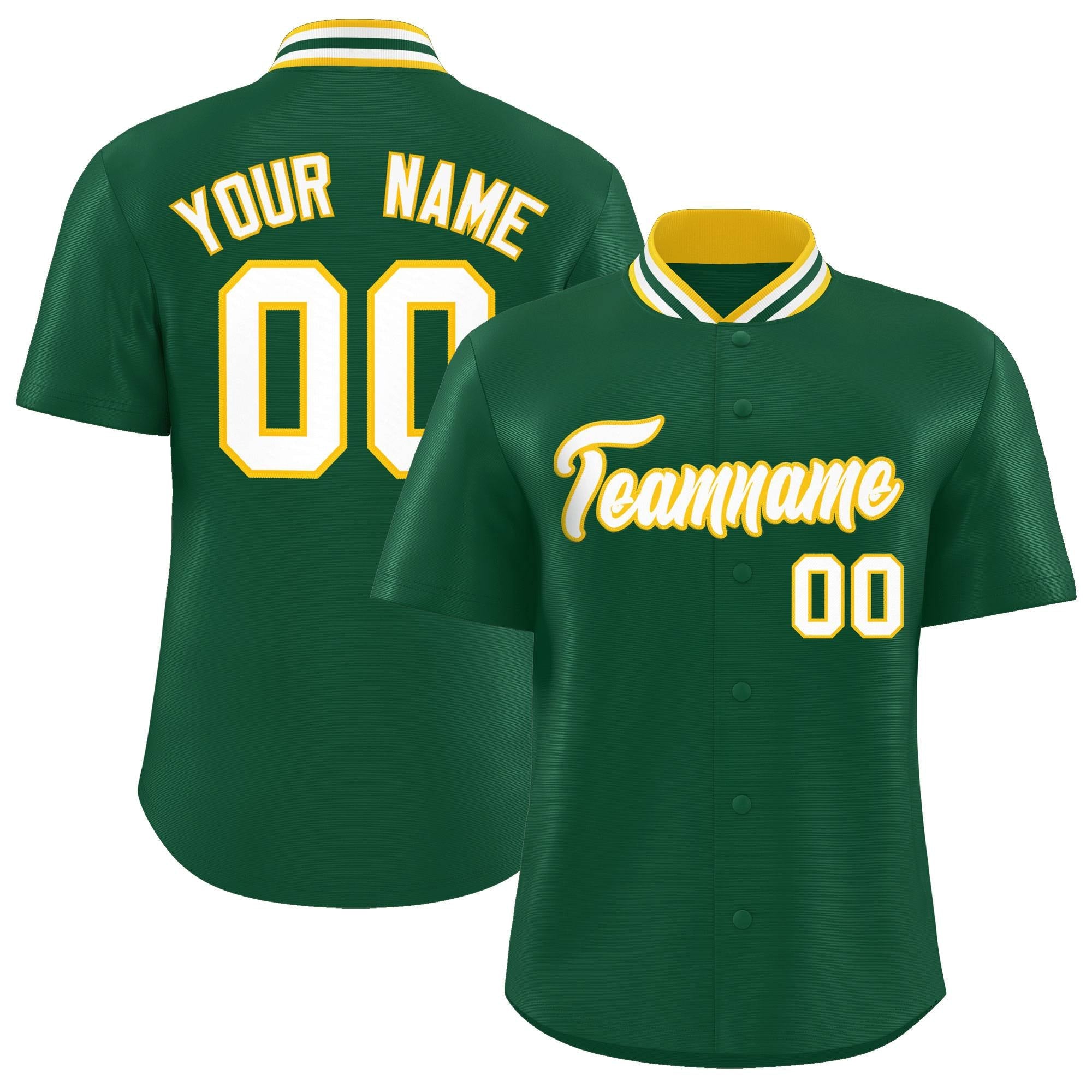 Custom Green Classic Style Authentic Stand Collar Baseball Jersey