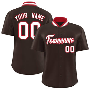 Custom Brown Classic Style Authentic Stand Collar Baseball Jersey