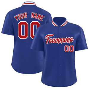 Custom Royal Classic Style Authentic Stand Collar Baseball Jersey