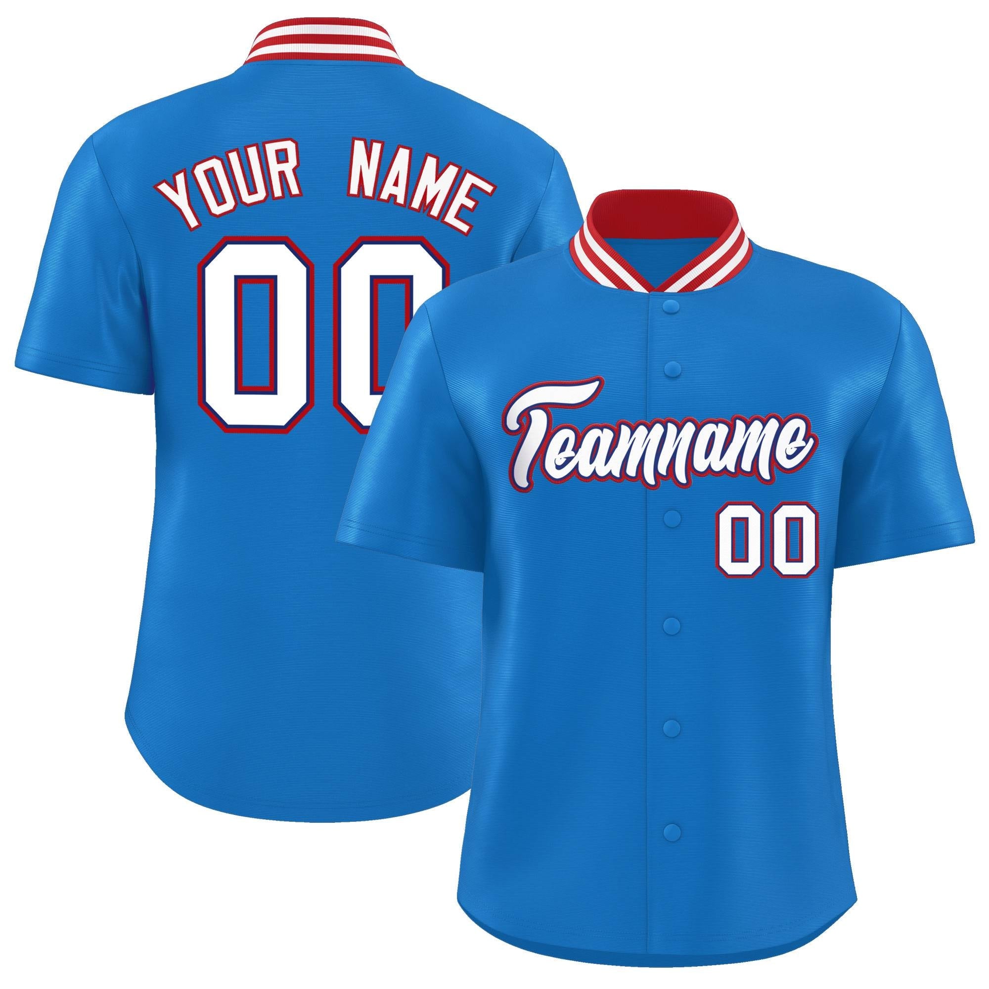 Custom Panther Blue Classic Style Authentic Stand Collar Baseball Jersey