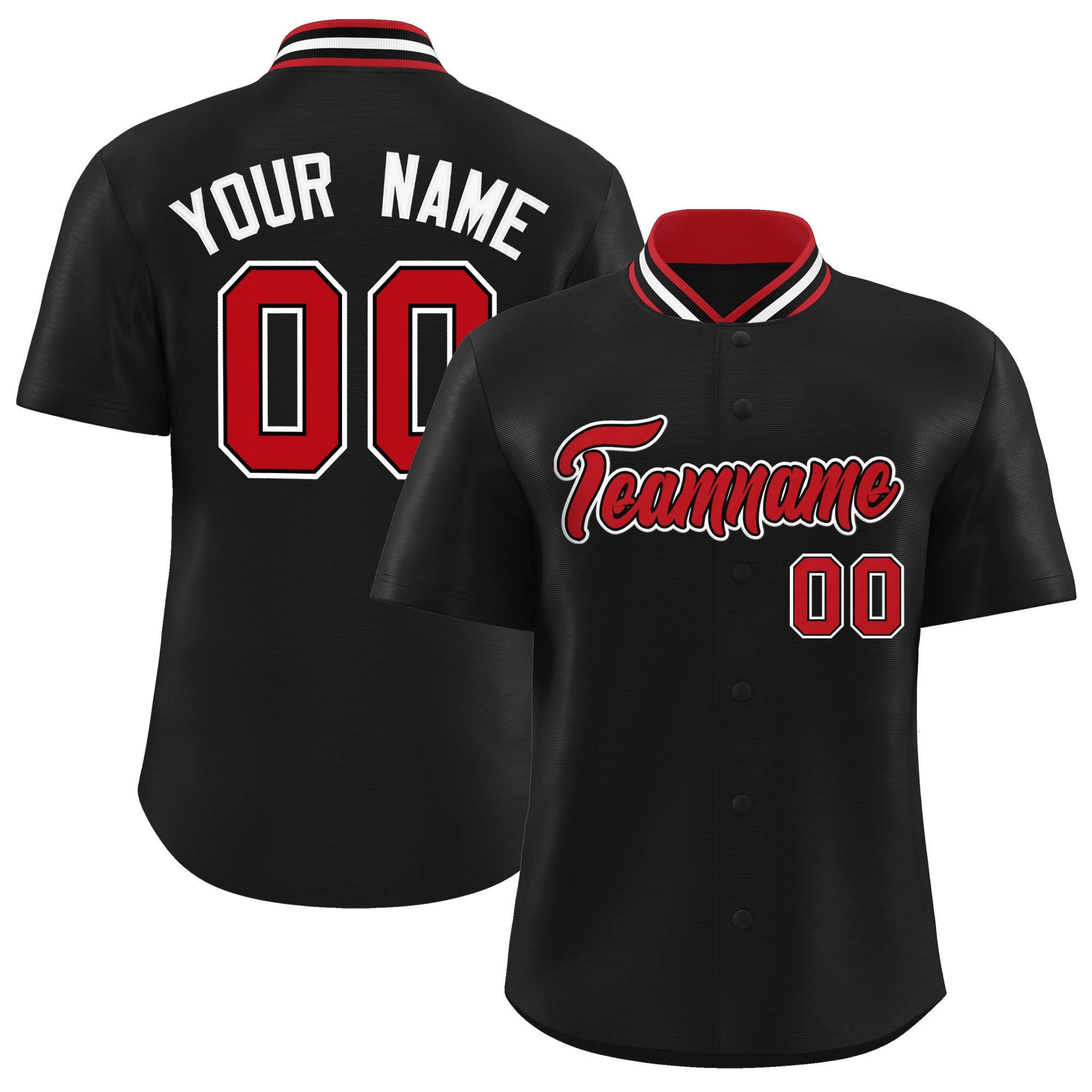 Custom Black Classic Style Authentic Stand Collar Baseball Jersey