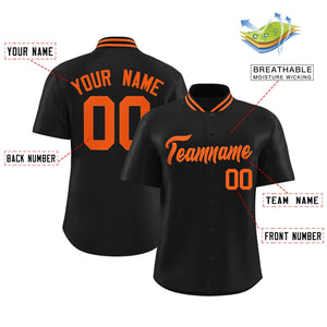 Custom Black Classic Style Authentic Stand Collar Baseball Jersey