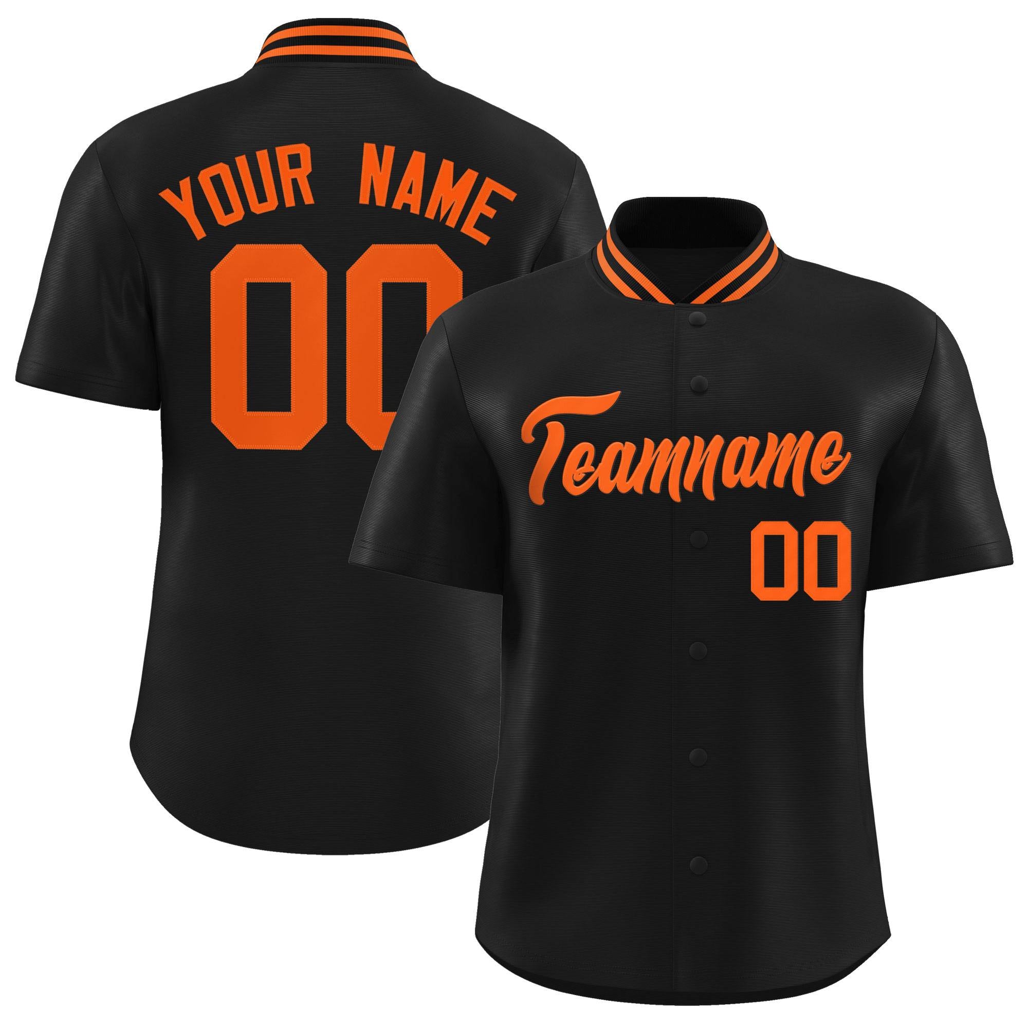 Custom Black Classic Style Authentic Stand Collar Baseball Jersey