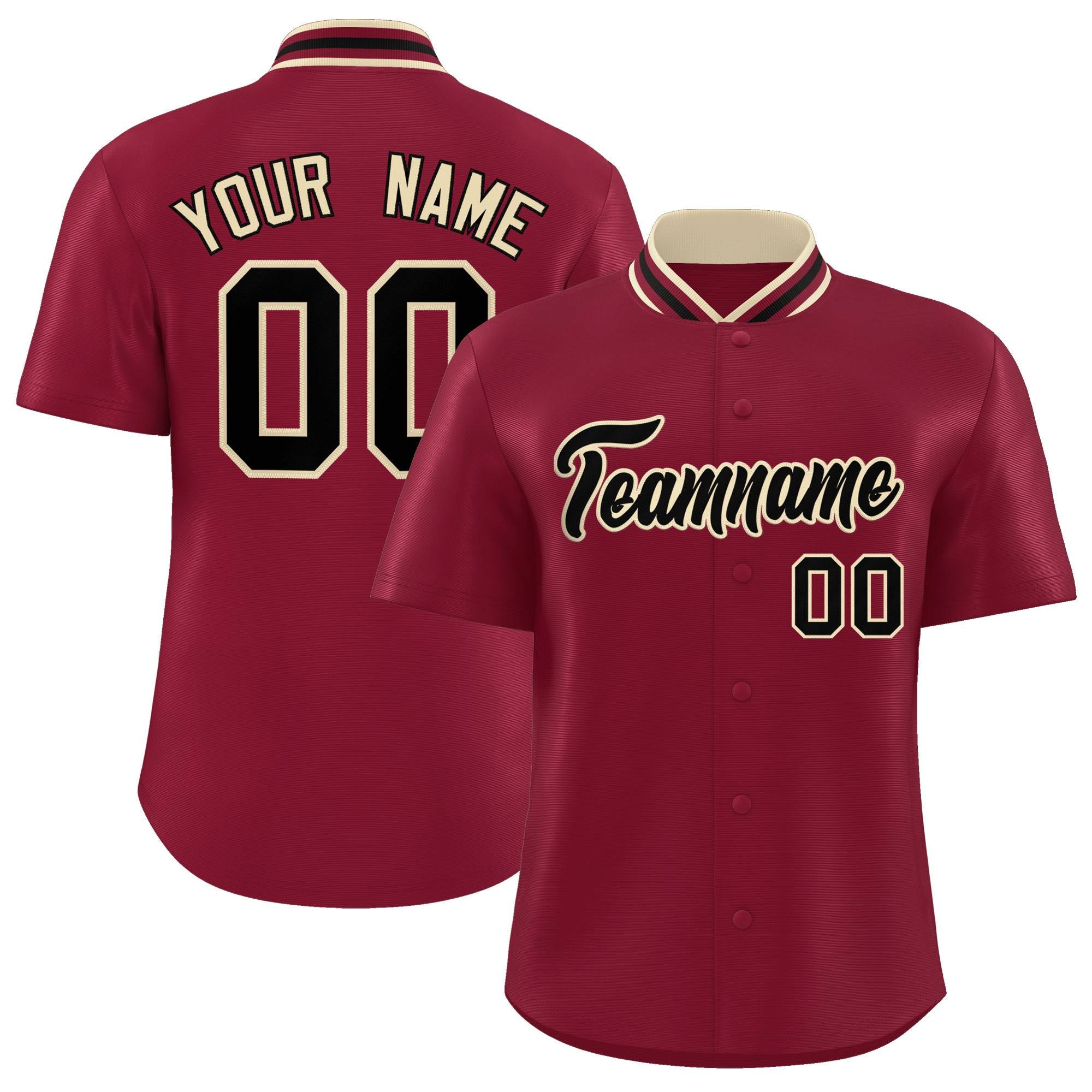 Custom Crimson Classic Style Authentic Stand Collar Baseball Jersey