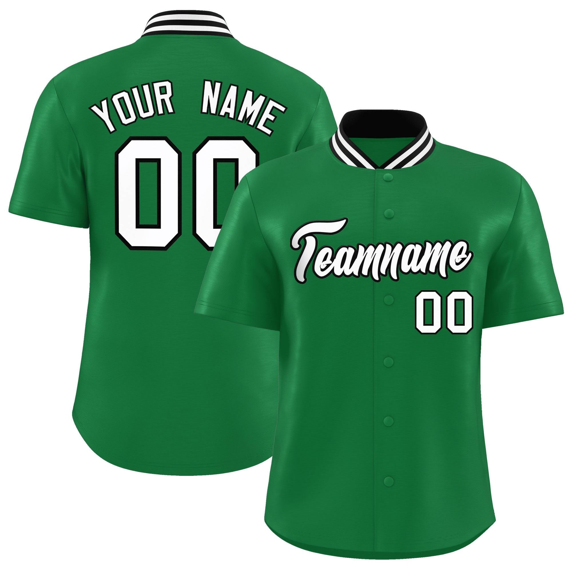 Custom Kelly Green Classic Style Authentic Stand Collar Baseball Jersey