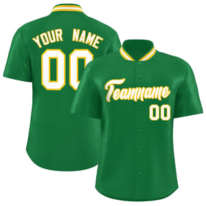 Custom Kelly Green Classic Style Authentic Stand Collar Baseball Jersey